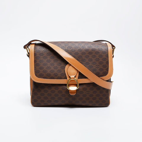 CELINE PVC Macadam Shoulder Bag Brown WS21059