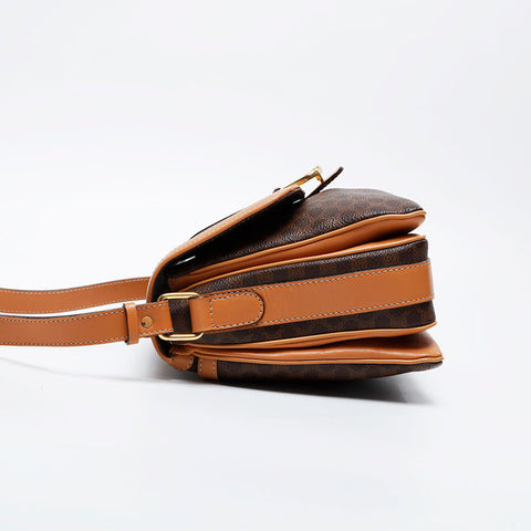 CELINE PVC Macadam Shoulder Bag Brown WS21059