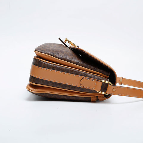 CELINE PVC Macadam Shoulder Bag Brown WS21059