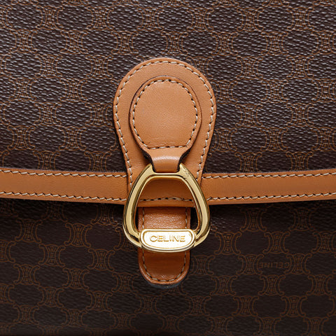 CELINE PVC Macadam Shoulder Bag Brown WS21059
