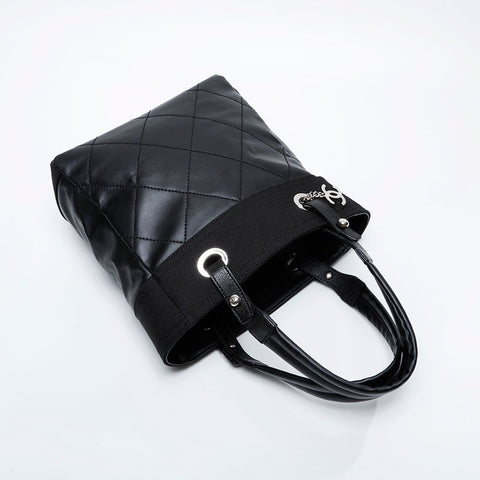 CHANEL No. 12 2008-2009 Paris Biarritz PVC Handbag black WS21064