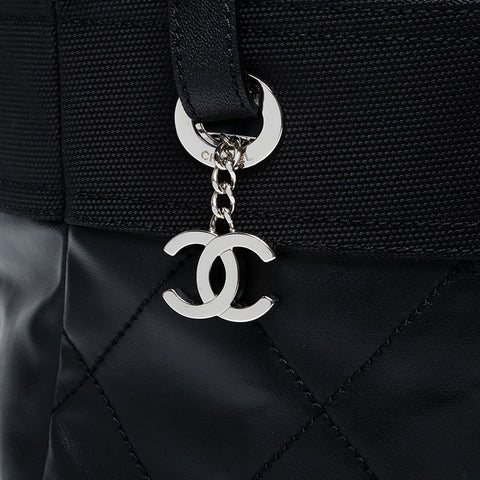 CHANEL No. 12 2008-2009 Paris Biarritz PVC Handbag black WS21064