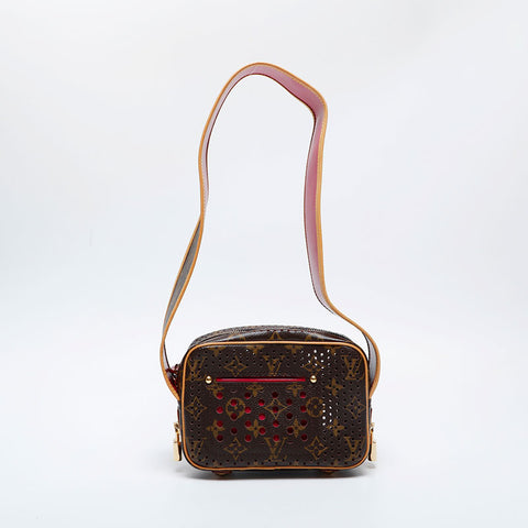 LOUIS VUITTON Monogram Perfo Mini Trocadero Shoulder Bag Brown WS21067