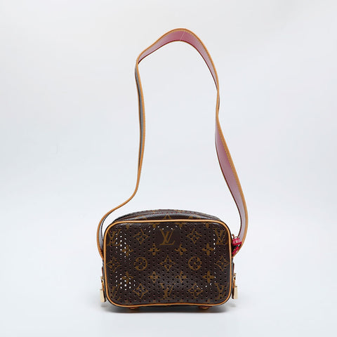 LOUIS VUITTON Monogram Perfo Mini Trocadero Shoulder Bag Brown WS21067
