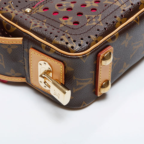 LOUIS VUITTON Monogram Perfo Mini Trocadero Shoulder Bag Brown WS21067