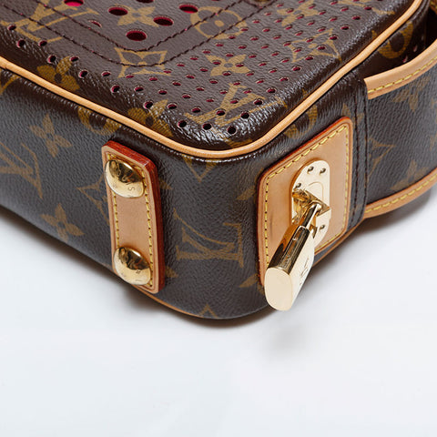 LOUIS VUITTON Monogram Perfo Mini Trocadero Shoulder Bag Brown WS21067