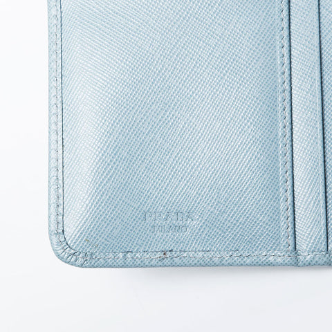 PRADA Safiano leather Bifold Wallet blue WS21069
