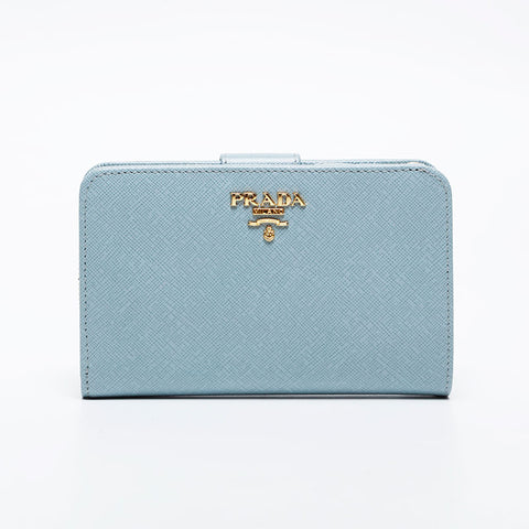 PRADA Safiano leather Bifold Wallet blue WS21069