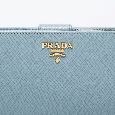 PRADA Safiano leather Bifold Wallet blue WS21069