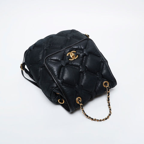 CHANEL Bubble 23 Series Leather Matelasse 2016-2017 Backpack  Daypack black WS21072