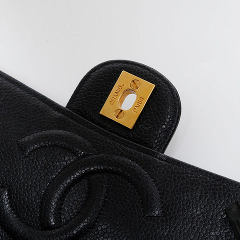 CHANEL No. 4 Caviar Skin 1996-1997 Matelasse 9.8" Backpack Â· Daypack black WS21075