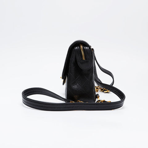 CHANEL No. 4 Caviar Skin 1996-1997 Matelasse 9.8" Backpack Â· Daypack black WS21075