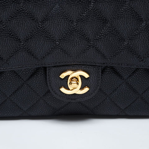 CHANEL No. 4 Caviar Skin 1996-1997 Matelasse 9.8" Backpack Â· Daypack black WS21075