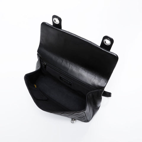 CHANEL 10 series 2005-2006 Matelasse Lambskin Chain Backpack  Daypack black WS21076