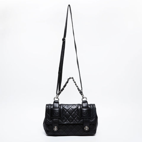 CHANEL 10 series 2005-2006 Matelasse Lambskin Chain Backpack  Daypack black WS21076