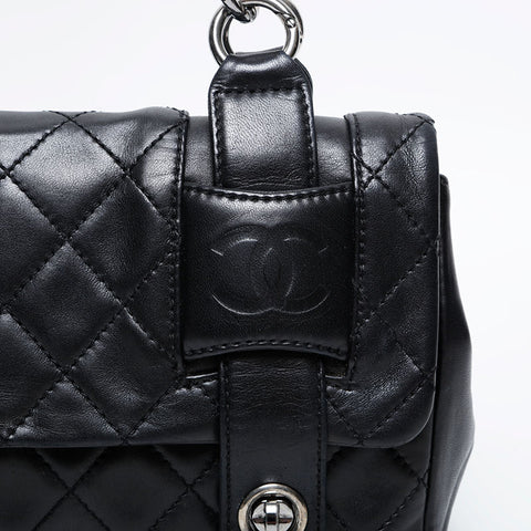 CHANEL 10 series 2005-2006 Matelasse Lambskin Chain Backpack  Daypack black WS21076