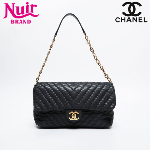 CHANEL No. 14 2010-2011 Chevron Chain Shoulder Bag black WS21077