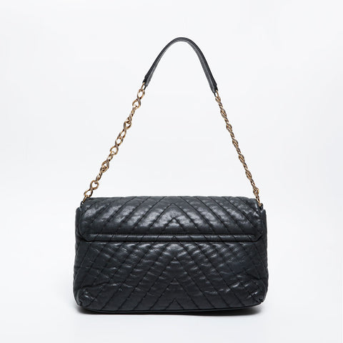 CHANEL No. 14 2010-2011 Chevron Chain Shoulder Bag black WS21077