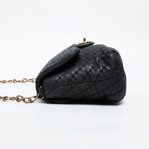 CHANEL No. 14 2010-2011 Chevron Chain Shoulder Bag black WS21077
