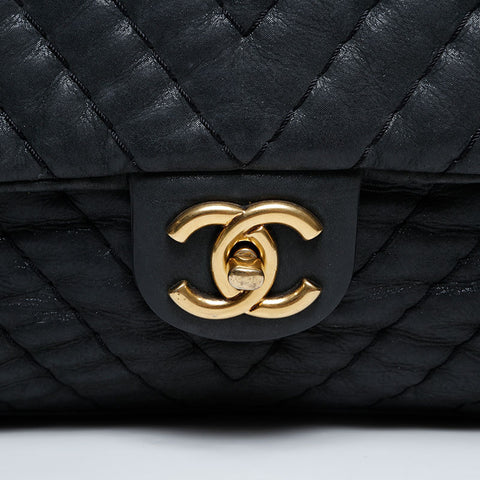 CHANEL No. 14 2010-2011 Chevron Chain Shoulder Bag black WS21077