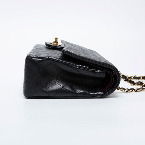 CHANEL No. 1 1989-1991 Matelasse 25 Double Flap Chain Shoulder Bag black WS21079