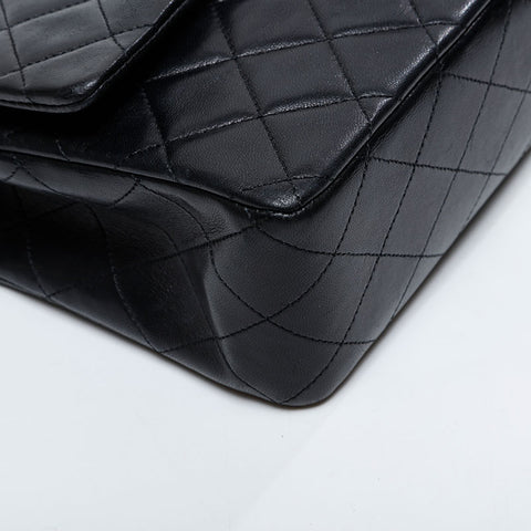 CHANEL No. 1 1989-1991 Matelasse 25 Double Flap Chain Shoulder Bag black WS21079