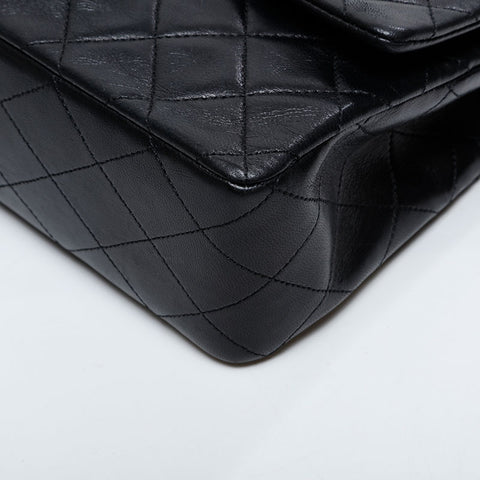 CHANEL No. 1 1989-1991 Matelasse 25 Double Flap Chain Shoulder Bag black WS21079