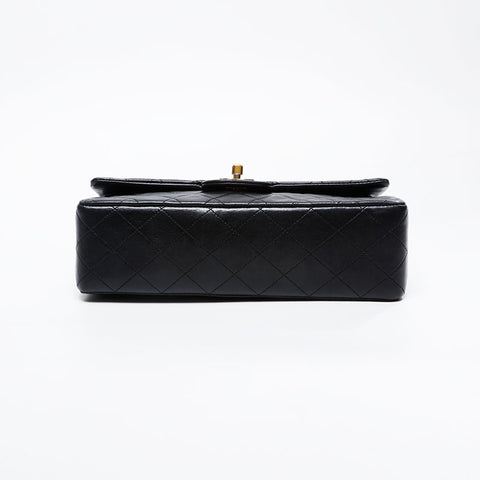 CHANEL No. 1 1989-1991 Matelasse 25 Double Flap Chain Shoulder Bag black WS21079