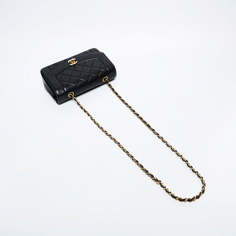 CHANEL No. 2 Diana Flap Chain 1991-1994 Shoulder Bag black WS21080