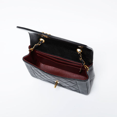 CHANEL No. 2 Diana Flap Chain 1991-1994 Shoulder Bag black WS21080