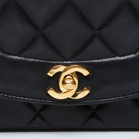 CHANEL No. 2 Diana Flap Chain 1991-1994 Shoulder Bag black WS21080