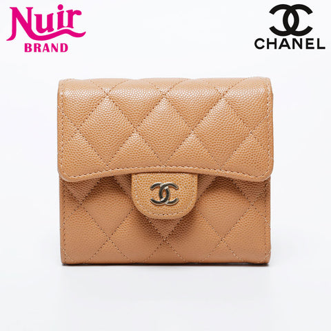 CHANEL Caviar skin Bifold Wallet Brown WS21082
