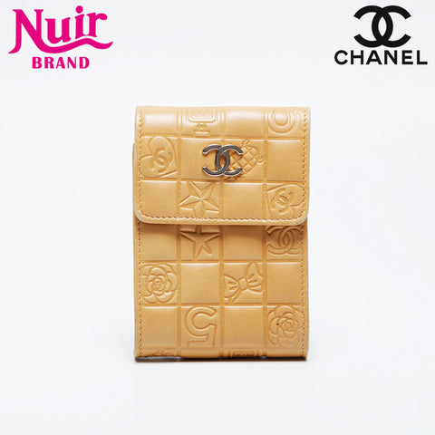 CHANEL No. 10 Icon Motif Cigarette Case 2005-2006 Pouch beige WS21084