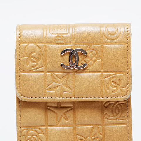CHANEL No. 10 Icon Motif Cigarette Case 2005-2006 Pouch beige WS21084