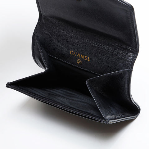 CHANEL No. 3 1994-1996 Caviar Skin COCO Mark Coin case black WS21085