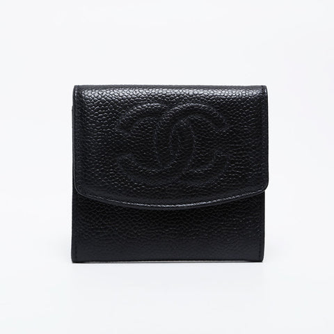 CHANEL No. 3 1994-1996 Caviar Skin COCO Mark Coin case black WS21085