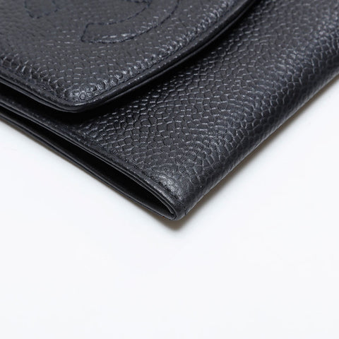 CHANEL No. 3 1994-1996 Caviar Skin COCO Mark Coin case black WS21085