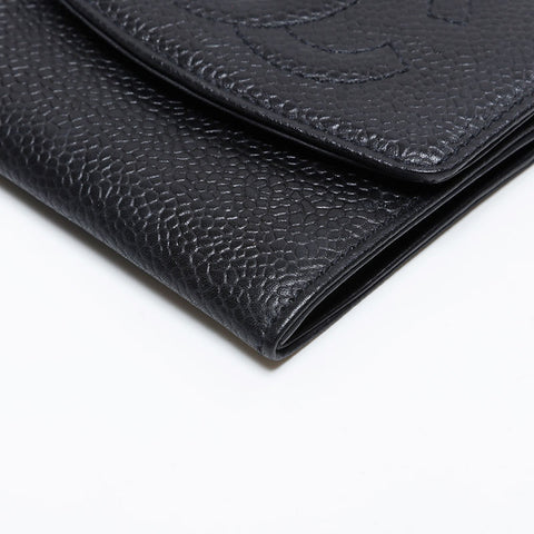 CHANEL No. 3 1994-1996 Caviar Skin COCO Mark Coin case black WS21085