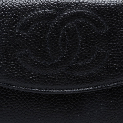 CHANEL No. 3 1994-1996 Caviar Skin COCO Mark Coin case black WS21085