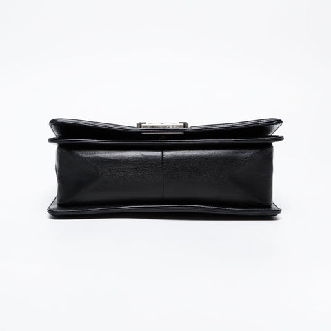CHANEL 20s 2014-2015 Tweed Boy Chanel Silver Metal Shoulder Bag black WS21087