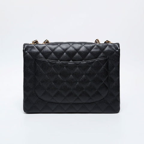CHANEL No. 9 Caviar Skin Deca Matelasse 11.8" 2004-2005 Shoulder Bag black WS21091
