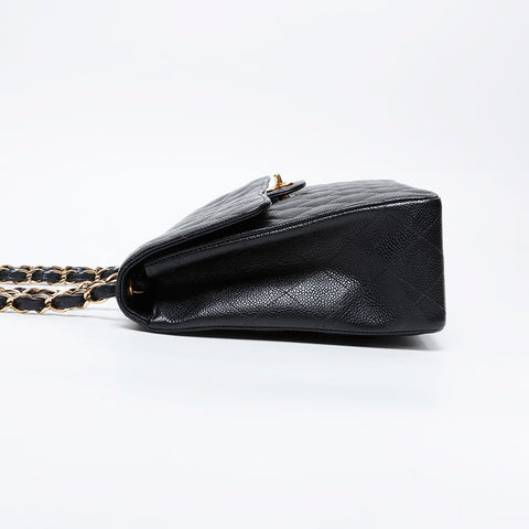 CHANEL No. 9 Caviar Skin Deca Matelasse 11.8" 2004-2005 Shoulder Bag black WS21091
