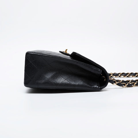 CHANEL No. 9 Caviar Skin Deca Matelasse 11.8" 2004-2005 Shoulder Bag black WS21091