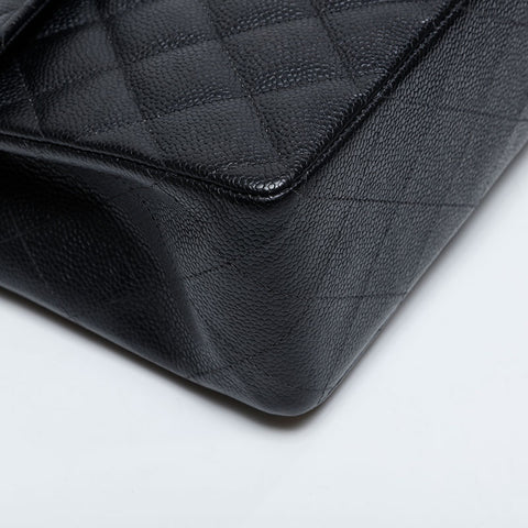 CHANEL No. 9 Caviar Skin Deca Matelasse 11.8" 2004-2005 Shoulder Bag black WS21091