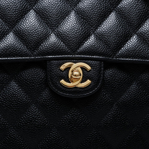 CHANEL No. 9 Caviar Skin Deca Matelasse 11.8" 2004-2005 Shoulder Bag black WS21091