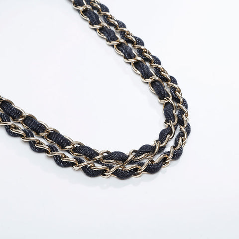 CHANEL 10 series 2005-2006 Denim Night Flight 2.55 Tote Bag Navy WS21092