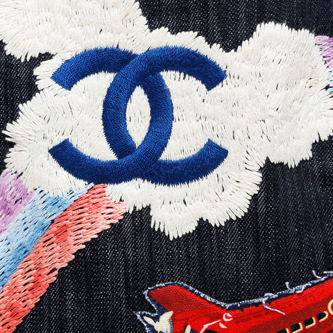 CHANEL 10 series 2005-2006 Denim Night Flight 2.55 Tote Bag Navy WS21092