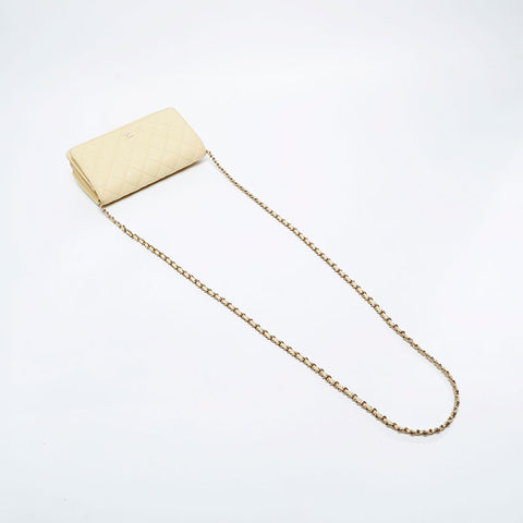 CHANEL 2021s Matelasse Chain Wallet Mini in Caviar Skin Shoulder Bag yellow WS21093
