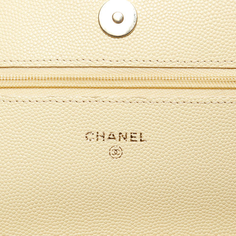 CHANEL 2021s Matelasse Chain Wallet Mini in Caviar Skin Shoulder Bag yellow WS21093