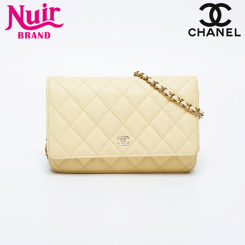 CHANEL 2021s Matelasse Chain Wallet Mini in Caviar Skin Shoulder Bag yellow WS21093